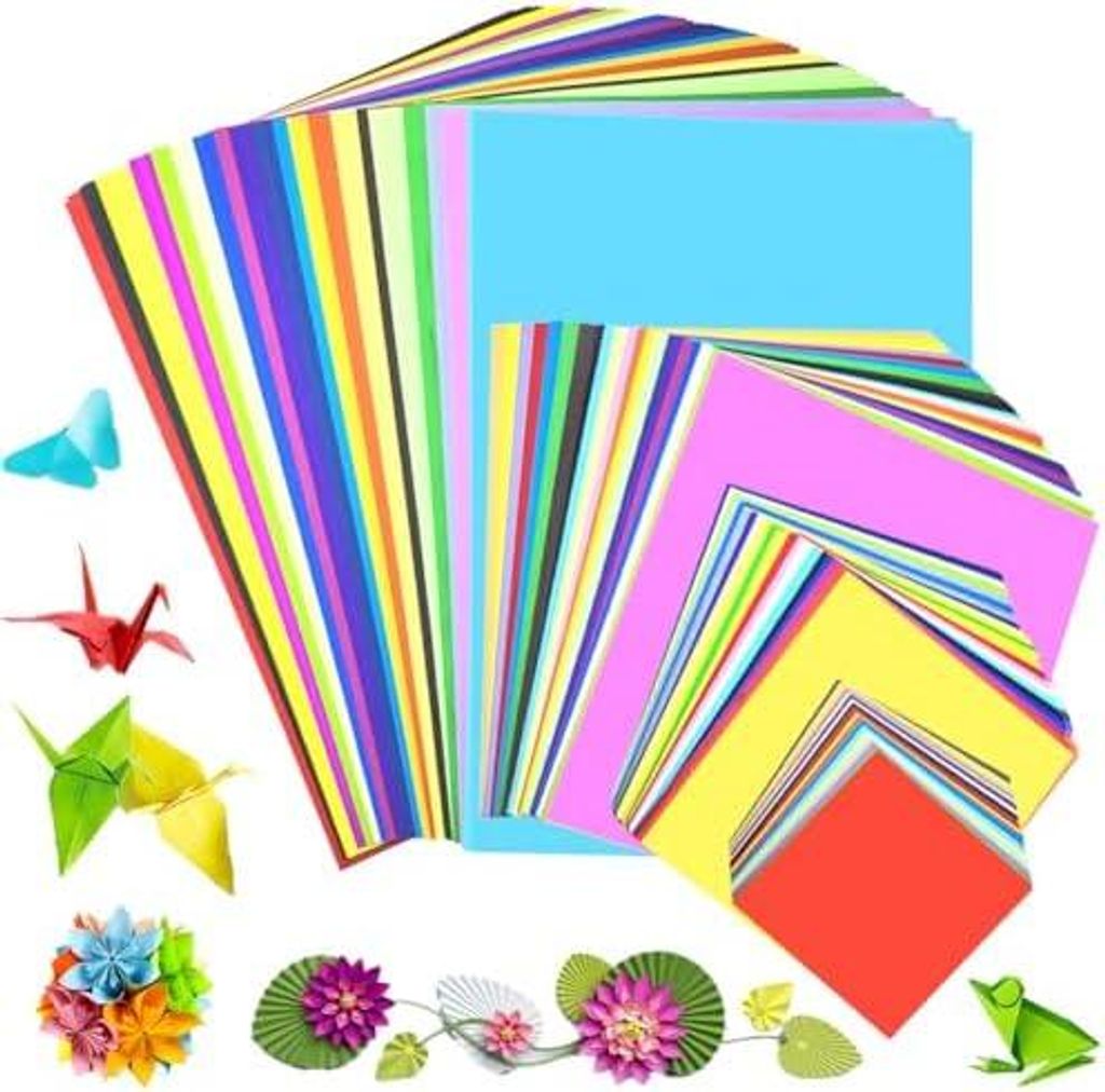 Origami Papier, 400 Blatt Buntes Papier A4 & 20x20 & 15x15 & 10x10CM 20 Farben, 70 g/m? Doppelseitiges Buntes Faltpapier DIY-Schul-Kunsthandwerkspr...