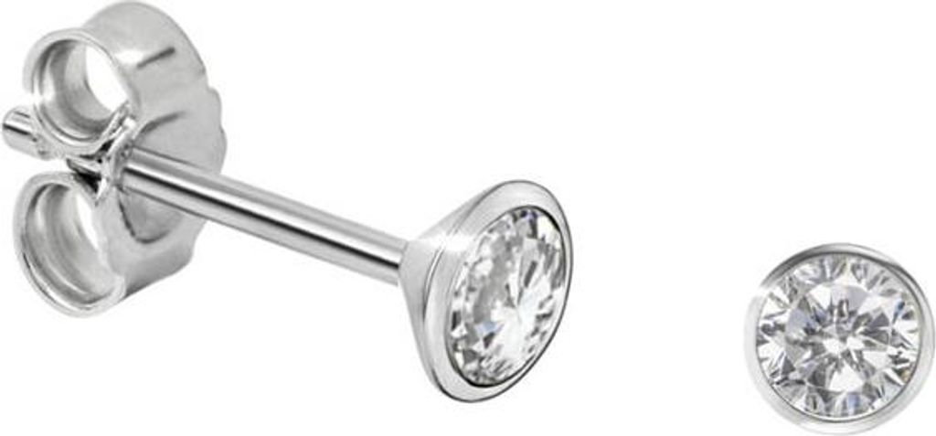 Solitär Ohrstecker Silber 925 Ohrringe mit Zirkonia 2 mm Produktbild 