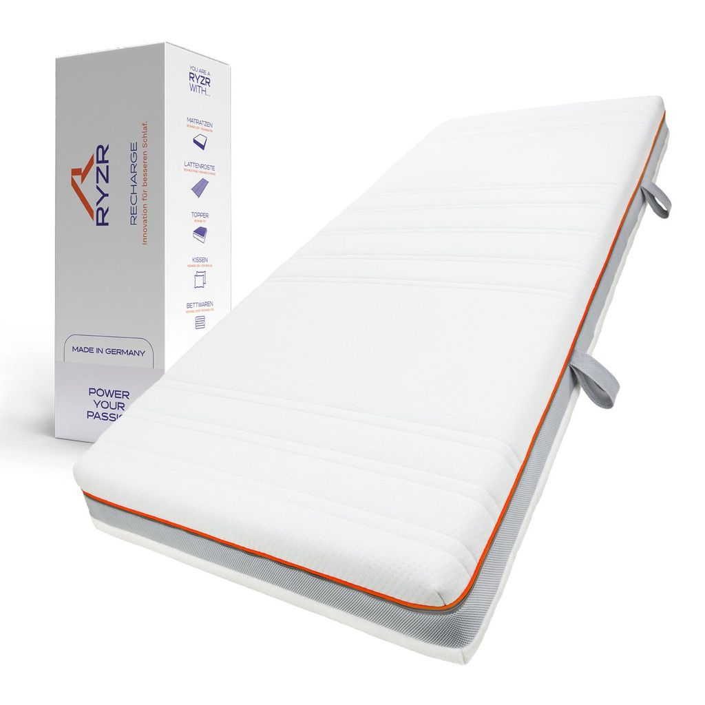 RYZR Recharge Core 100x200 cm Kaltschaummatratze 7-Zonen, H2 – Hydrux Qualitätsschaum, ergonomisch & atmungsaktiv, Bezug abnehmbar 60°C waschbar