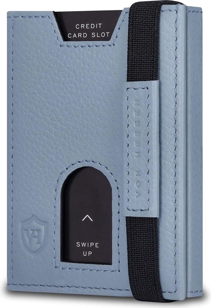 Slim Wallet mit XL Münzfach & RFID-Schutz - Leder Geldbeutel - Mini Geldbörse für Herren und Damen - Kartenetui Echtleder Karten Portemonnaie klein