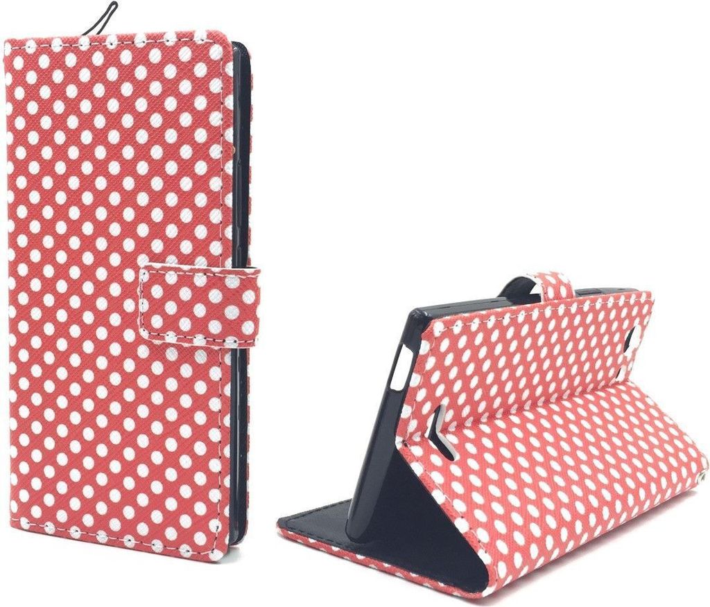 Handyhülle Tasche für Handy Wiko Ridge 4G Polka Dot Rot