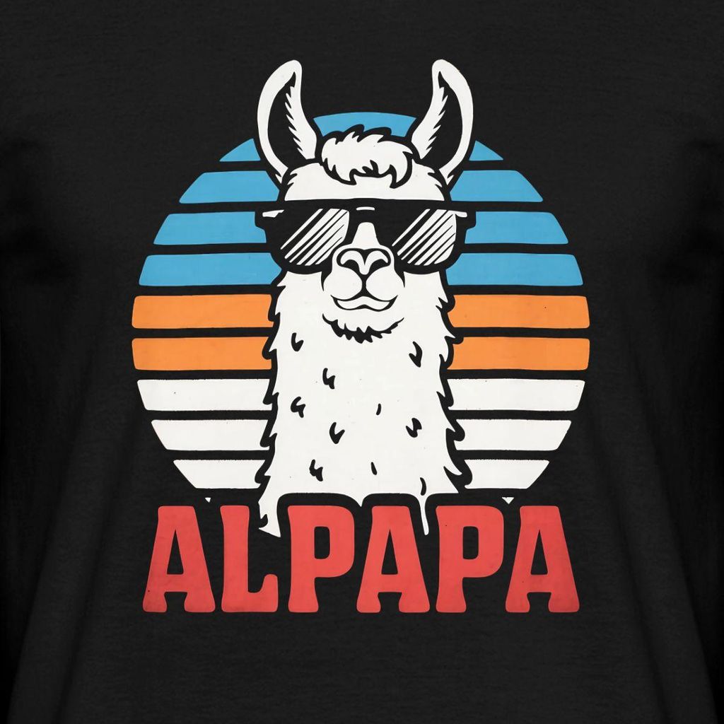 Spreadshirt Alpapa Cooles Alpaka Dad Männer T-Shirt, L, Schwarz