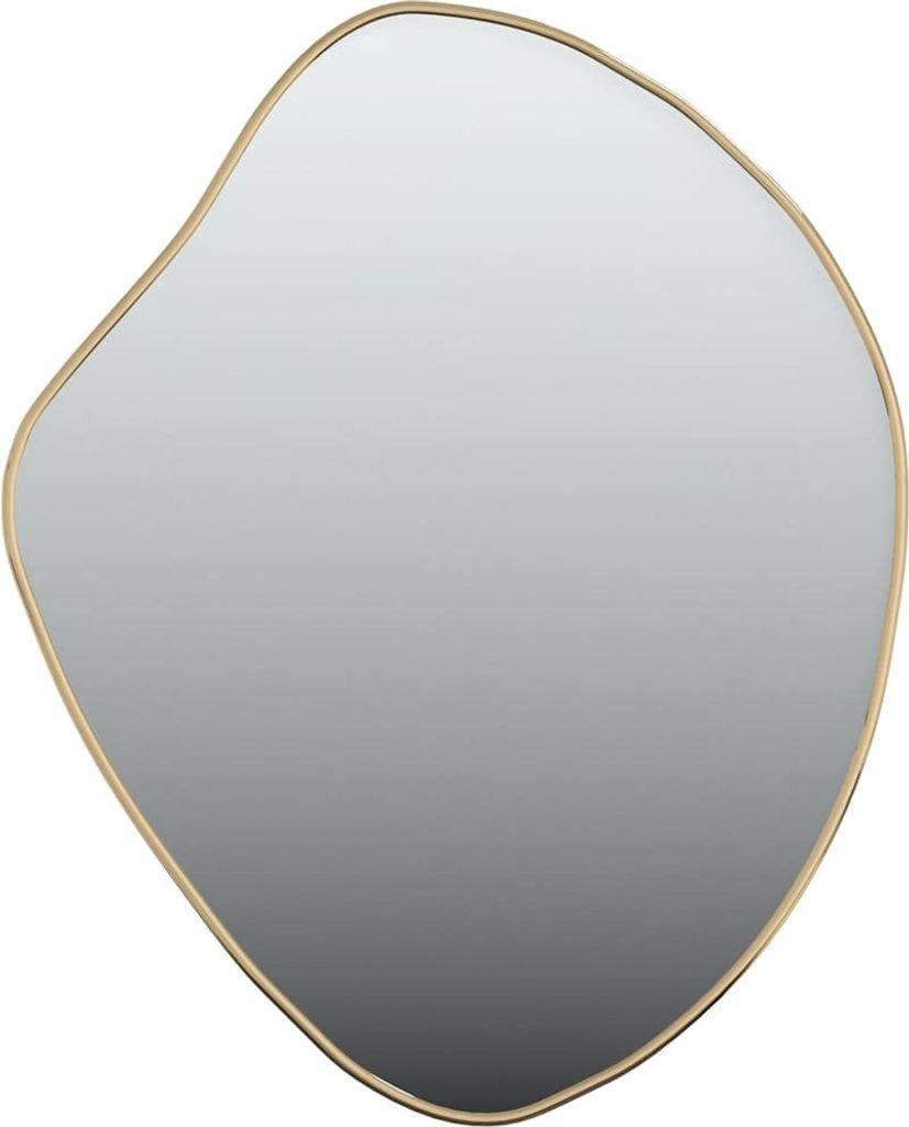 A golden-framed mirror with an irregular shape.