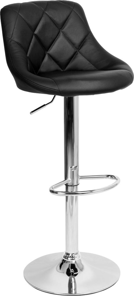 Barhocker Cydro, schwarz, höhenverstellbar, 360° drehbar, Ökoleder, Metall, italienisches Design, 105 cm Höhe