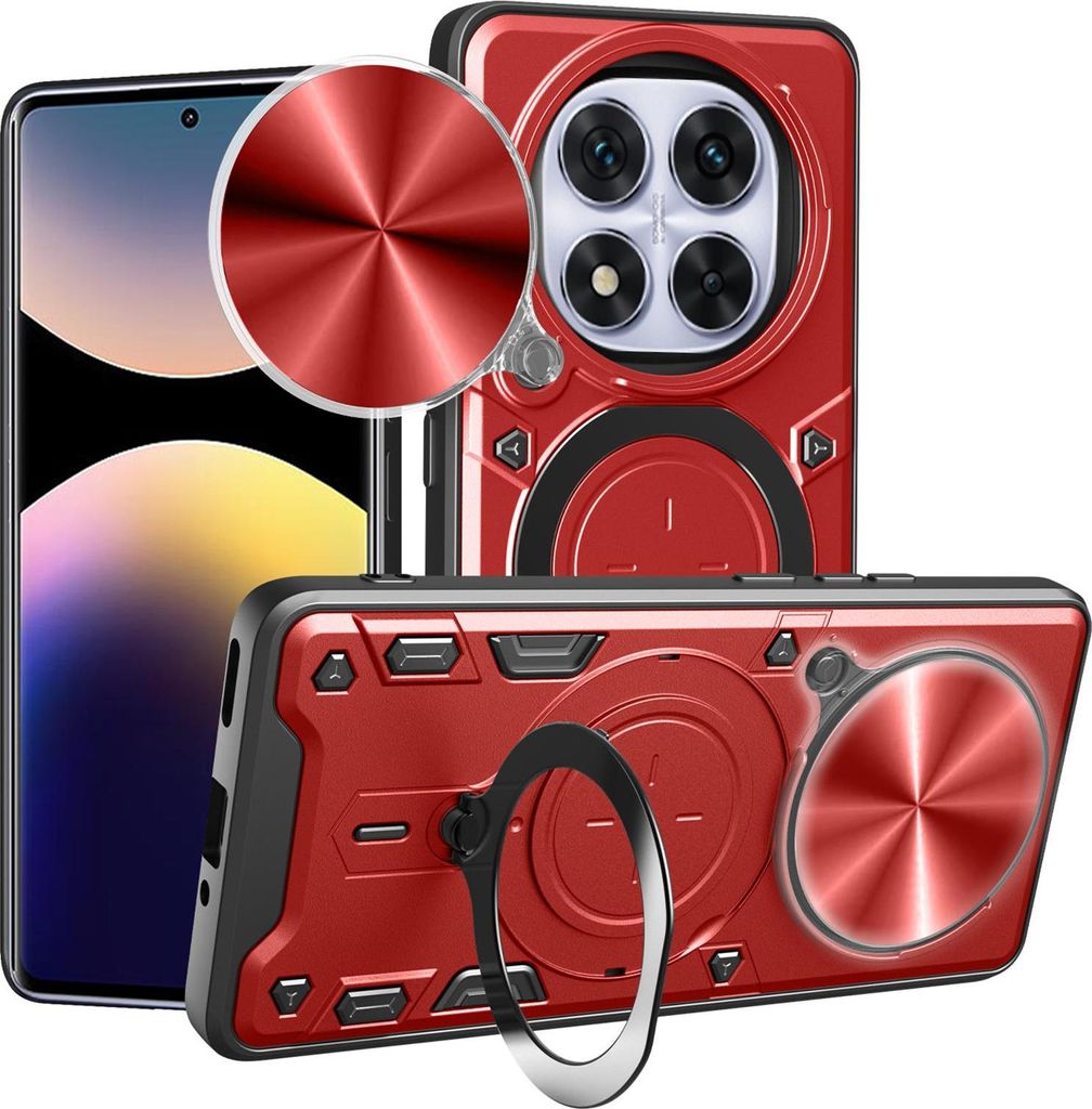 Hülle für Xiaomi Redmi Note 14 Pro 4G - Phonesta CamLock Back Cover mit Kamera-Slider - Rot