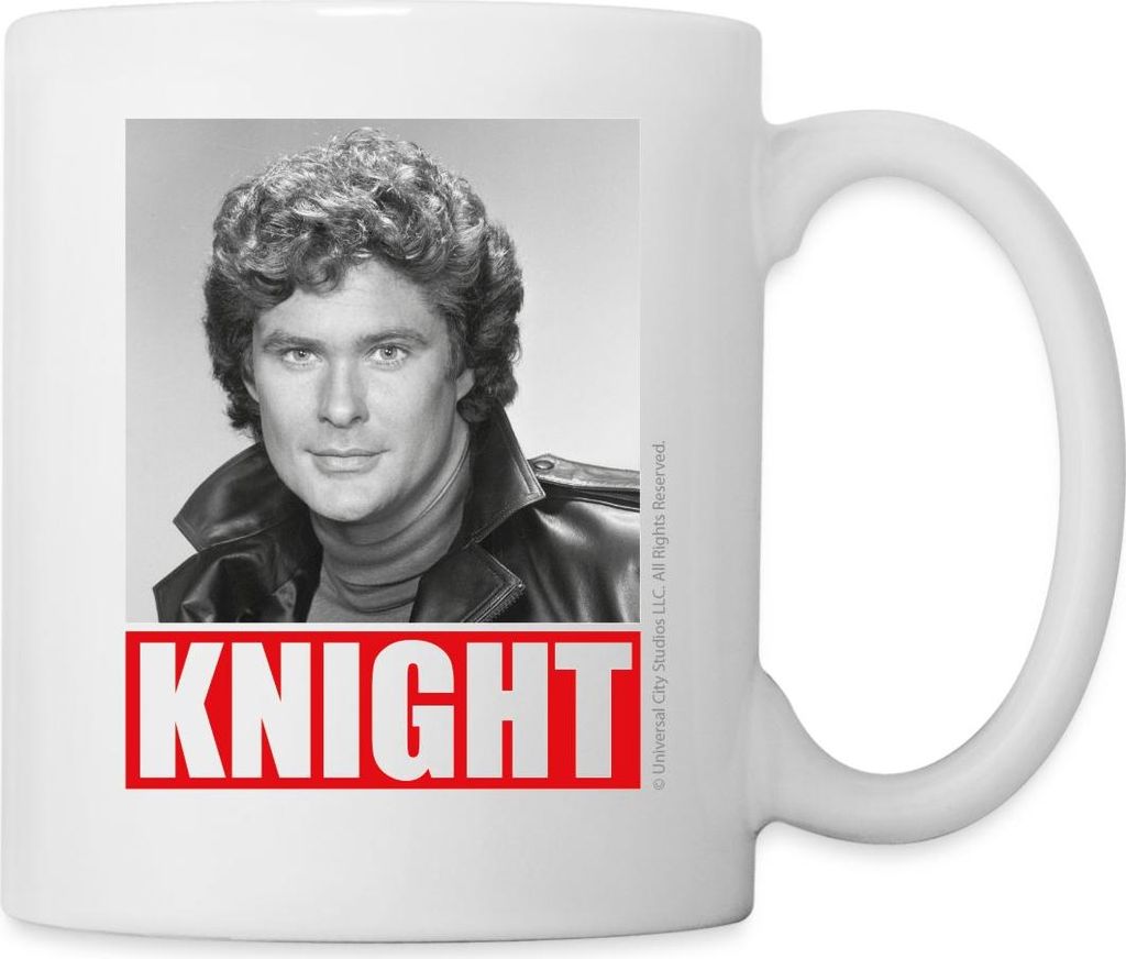 Spreadshirt Knight Rider Porträt Michael Knight Tasse, One size, Weiß