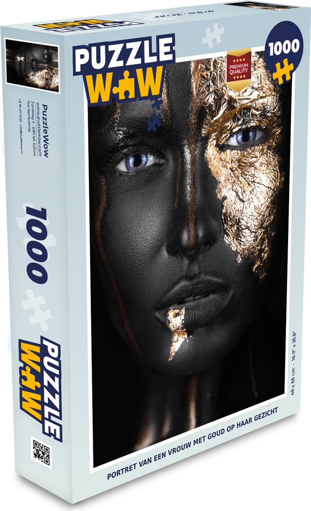 MuchoWow Puzzle 1000 Teile Frau - Schwarz und Gold - Spielzeug - Alt und Jung - Spiele - Puzzeln