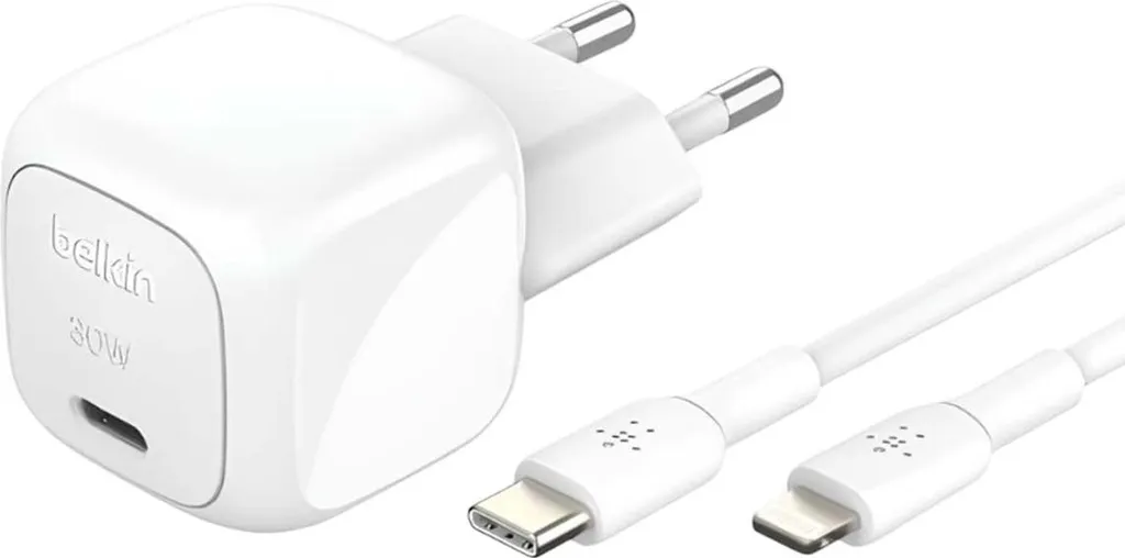 Chargeur USB-C 30W Belkin PD et PPS avec câble Lightning 1m blanc - 7