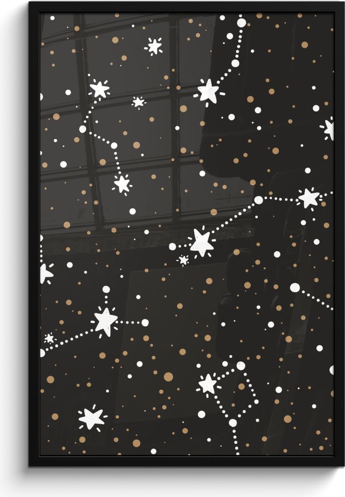MuchoWow MuchoWow Gerahmtes Poster Konstellation - Muster - Kinder - Jungen - Mädchen - Baby 60x90 cm - Poster mit zchwarzem Bilderrahmen - Kunst