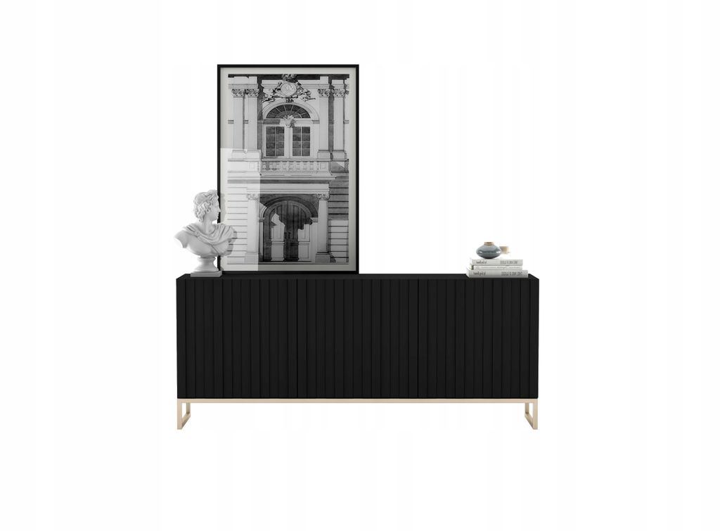 Komoda RTV Glamour Szafka RTV Glamour Czarny Mat 168 cm Zdjęcie produktu 2