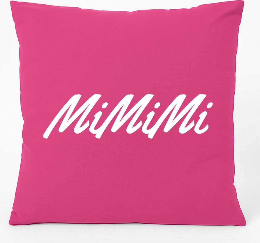 Huuraa Kissen Mimimi Schriftzug 40x40cm mit Füllung Fuchsia Baumwolle Dekokissen Geschenkidee