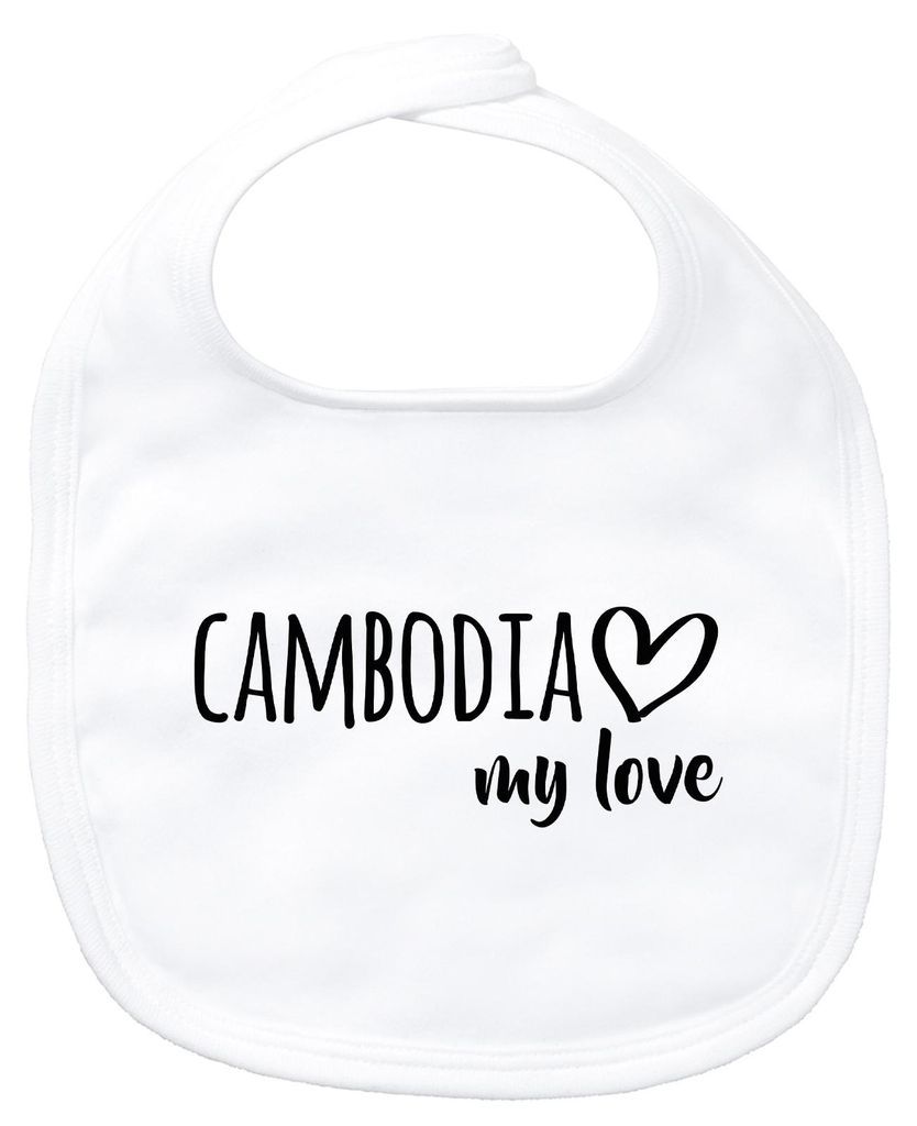 Huuraa Baby Lätzchen Cambodia my love White Klettverschluss Baumwolle Latz Geschenkidee