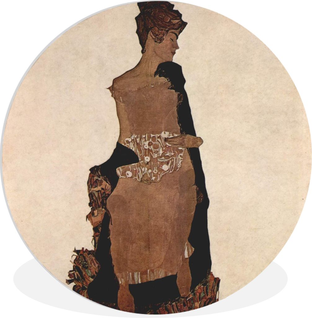 MuchoWow Rundes Wandbild - Runde Bilder Porträt von Gerti Schiele - Egon Schiele Ø 90 cm Kreis Wanddekoration Kunststoff - Wandkreis - Wandschm...