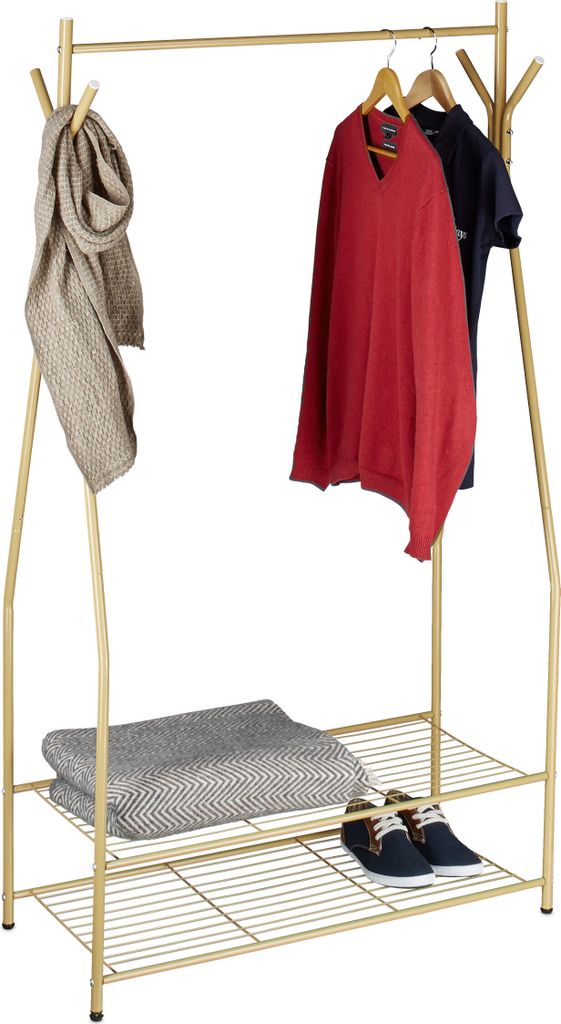 Relaxdays Kleiderständer mit Schuhablage, Metall, Produktbild 