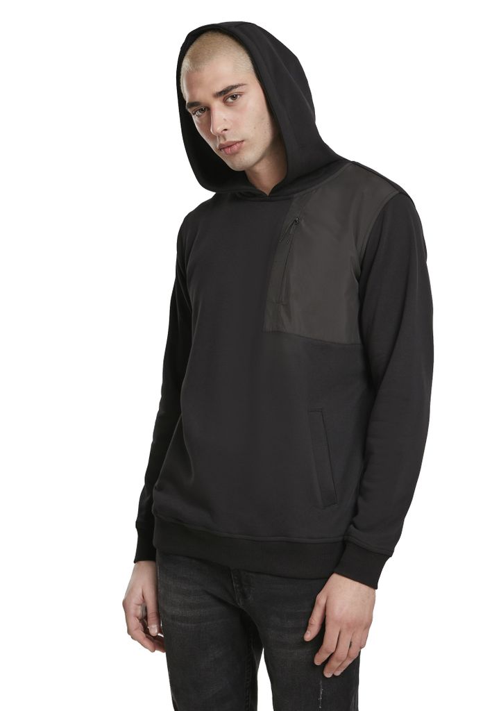 Urban Classics Herren Hoodie Military Shoulder Pocket TB3477 Schwarz Black L