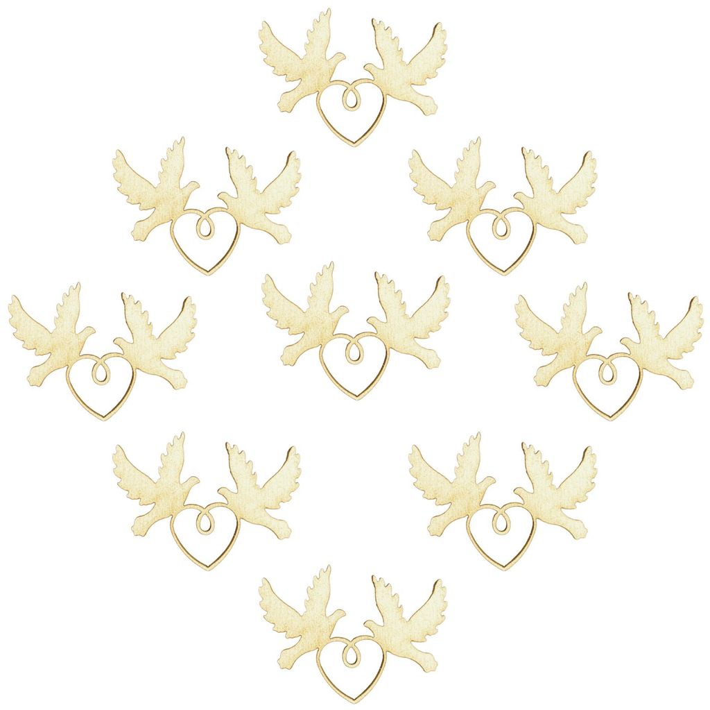 9 Stück Holz Tauben mit Herz – Lasergeschnittene Holzformen aus Sperrholz – 4,5 x 3,5 cm – 3 mm dick – Deko für Hochzeit, Karten, DIY & B...