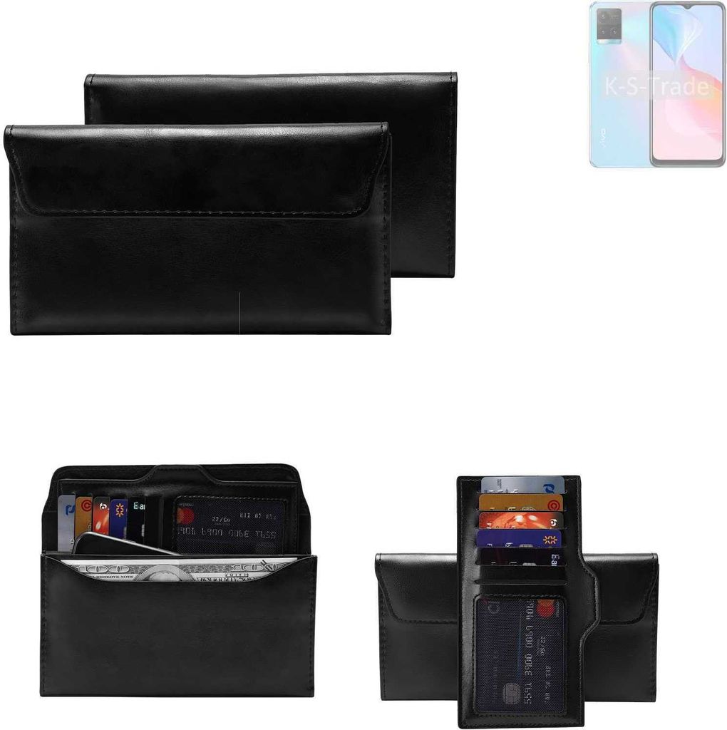 K-S-Trade Handy Hülle kompatibel mit Vivo Y21s Schutz Hülle Tasche Schutz Case Handytasche Kunstleder schwarz, 1x