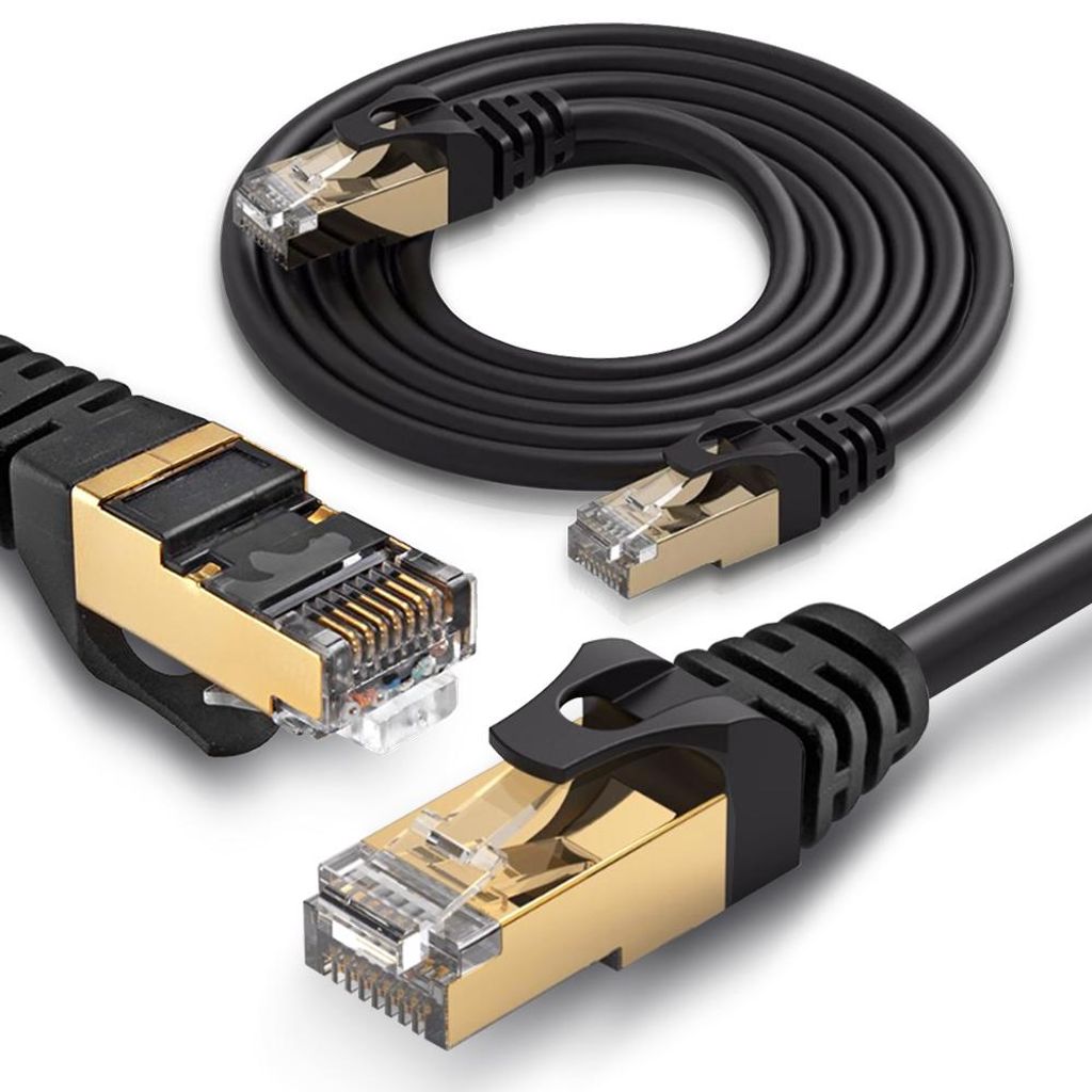 CAT7 Netzwerkkabel Patchkabel Internet Ethernet LAN DSL Netzwerk Kabel 1 - 15mFarbe:Schwarz;Länge:2 m