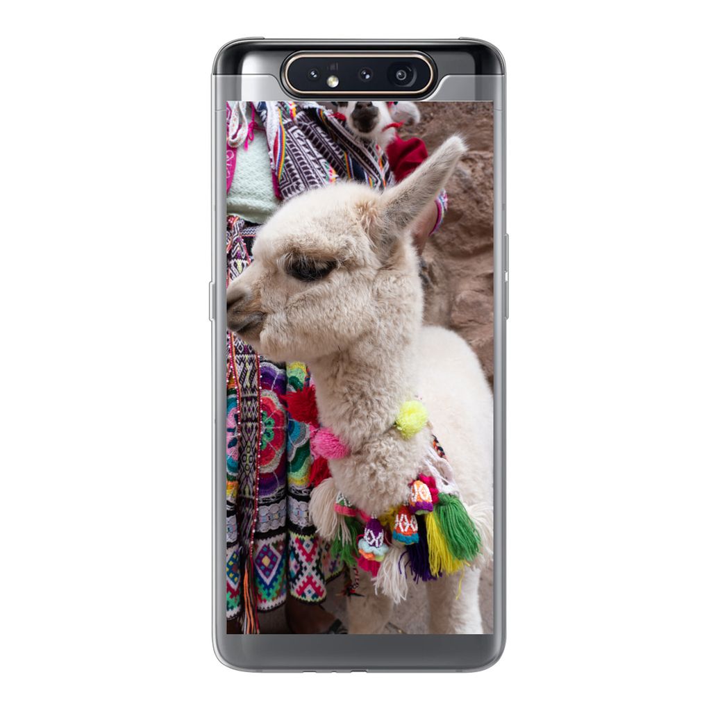 MuchoWow Handyhülle Schutzhülle Hülle für Samsung Galaxy A80 Alpaka - Halskette - Farben Silikon Softcase Handy Hülle - Schutzdeckel