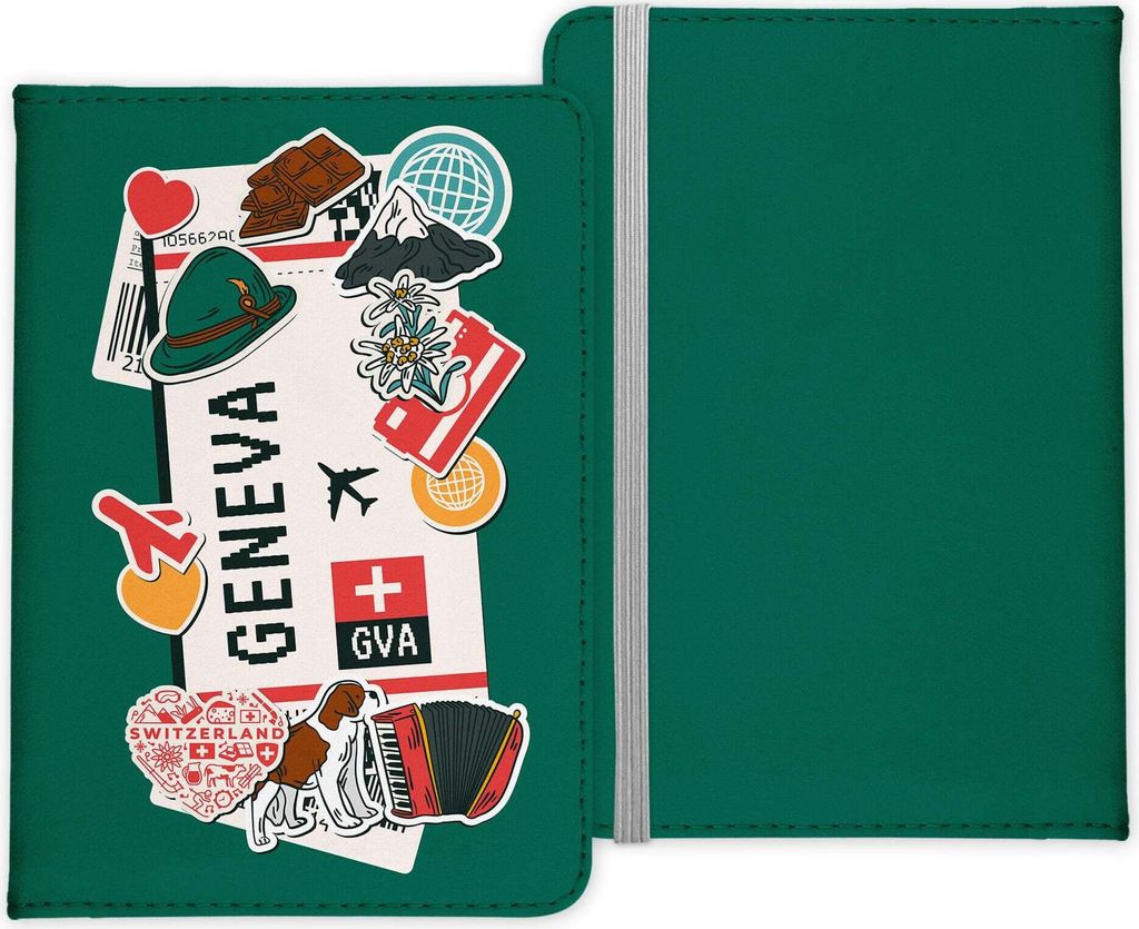 22Feels Genf Souvenir Reisepasshülle Organizer Reisen Gadgets Geneva Schweiz Europa Urlaub Kunst-Leder Etui Cover Frauen Männer Kinder