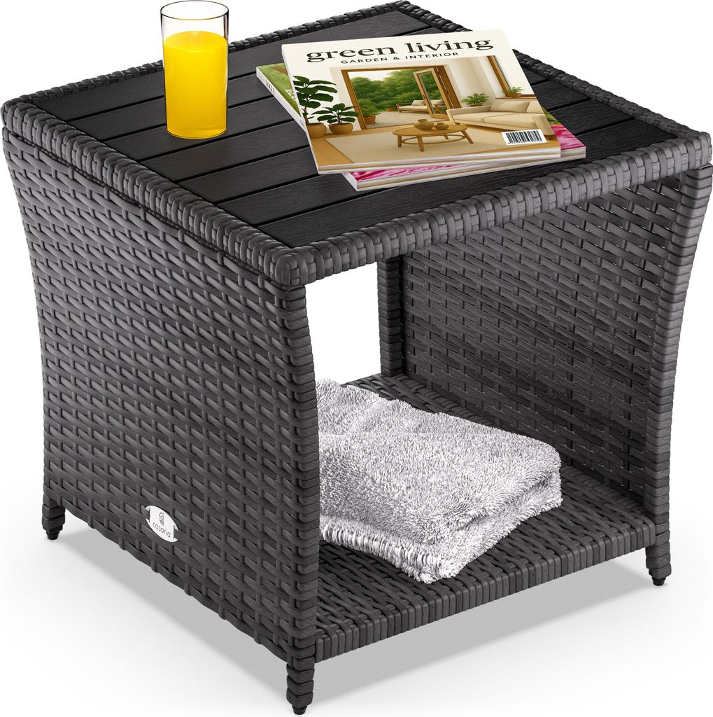 Casaria Table d'appoint en polyrotin Gris plateau de table Image du produit 