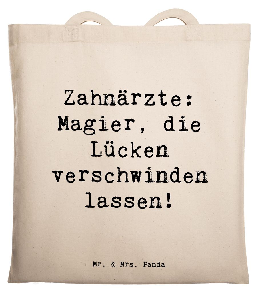 Mr. & Mrs. Panda Tote Bag Spruch Zahnarzt Magier - Transparent - Geschenk, Berufe, Schultasche, Laptoptasche, Zahnärzte, Berufsliebe, Beruf, Kiefe...