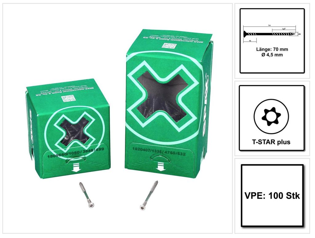 Spax fasada 4,5 x 70 mm T-STAR plus łeb stożkowy gwint Zdjęcie produktu 