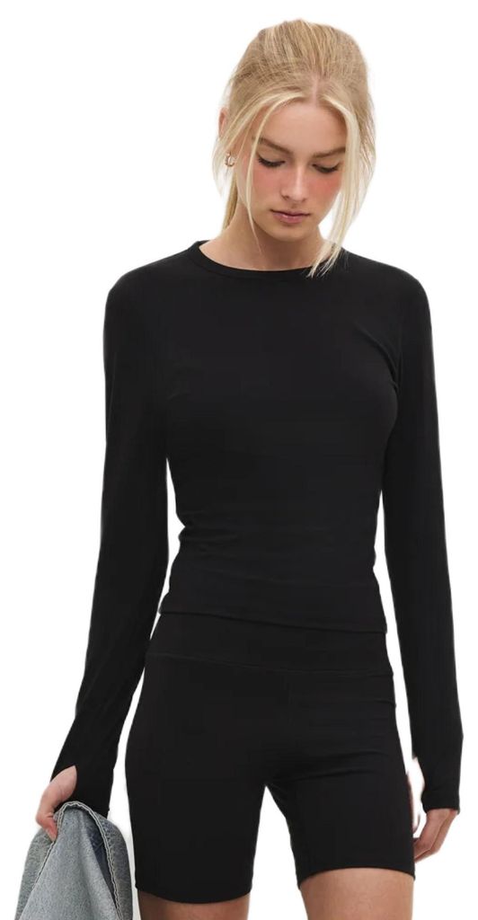 Langärmeliges T-Shirt, Black, M