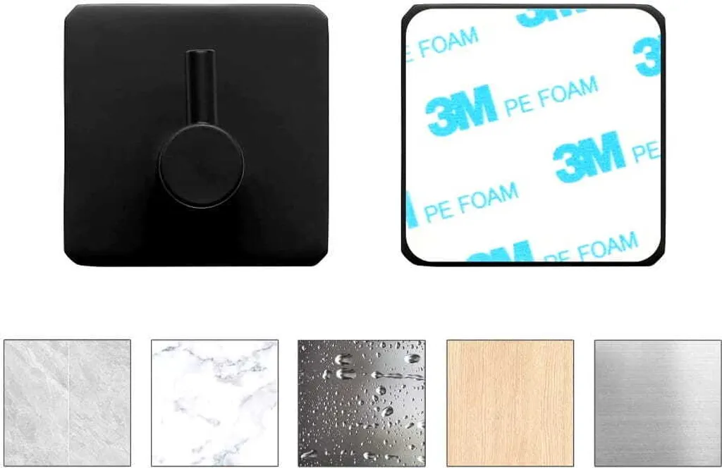 4 Ganci Adesivi Neri Opachi 4.5cm - Appendini Multifunzione Cucina e Bagno - 38