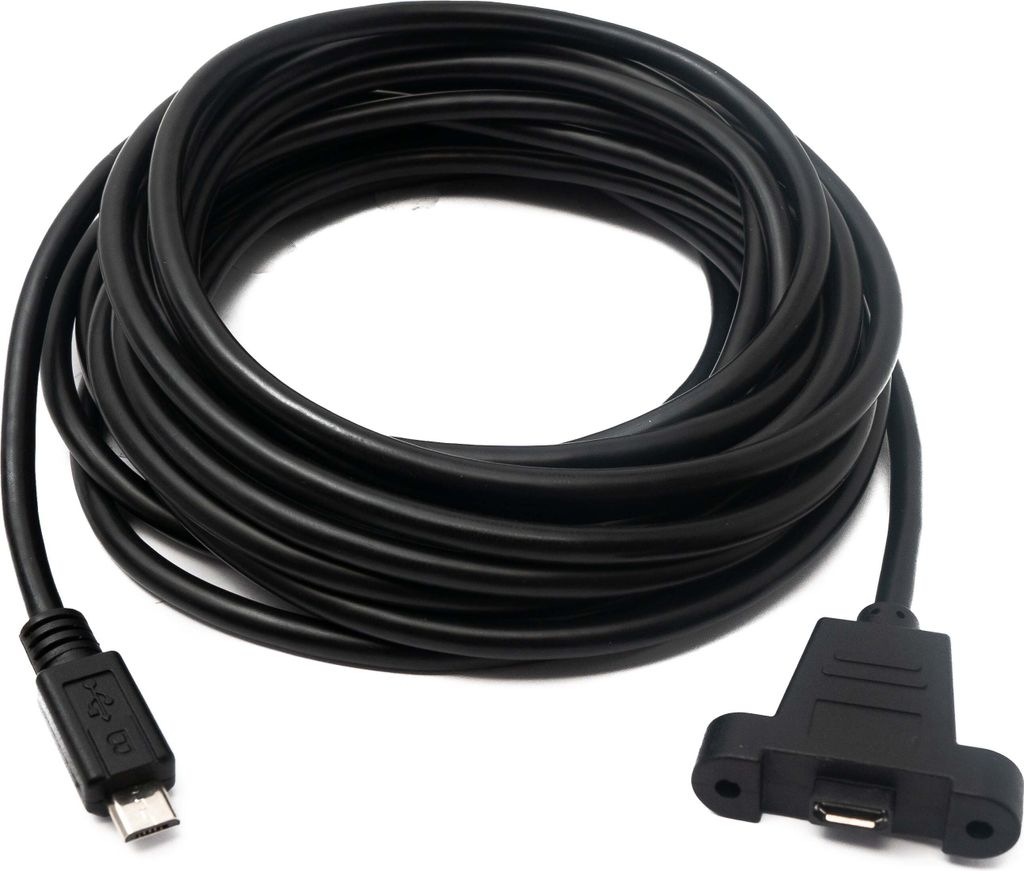 SYSTEM-S USB 2.0 Kabel 5 m Micro B Stecker zu Buchse Schraube in Schwarz