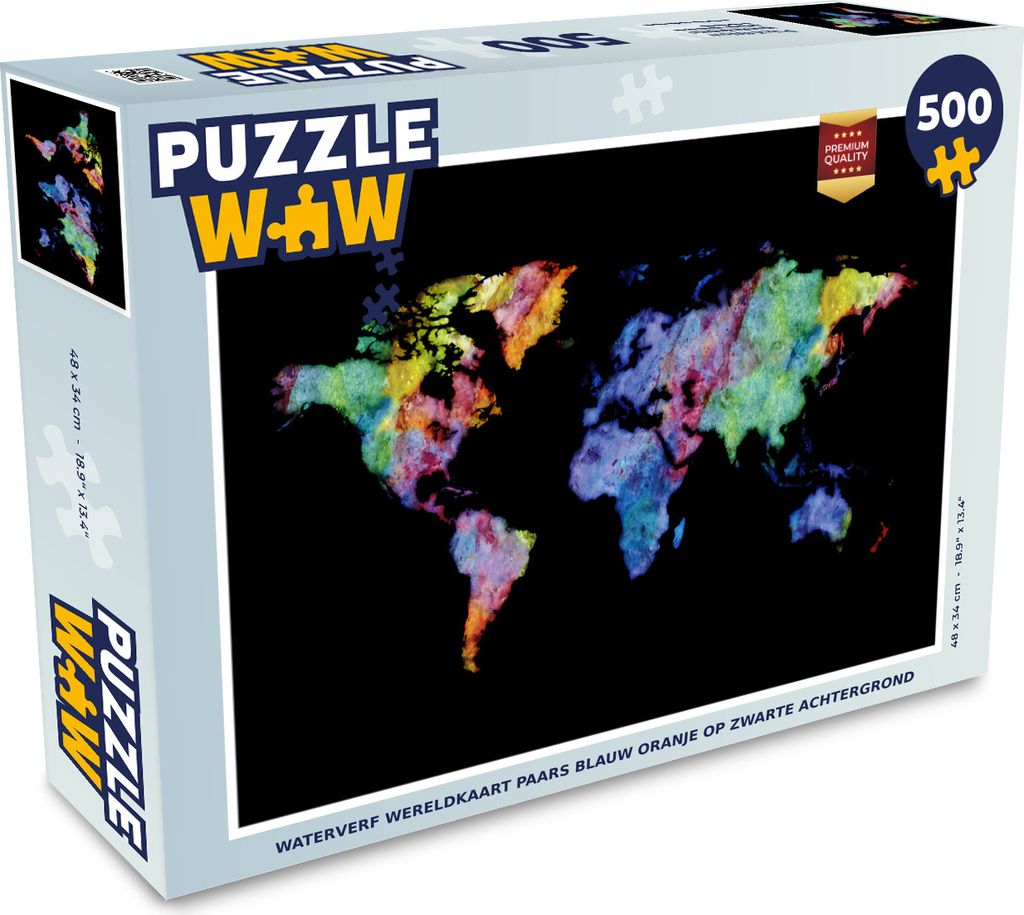 MuchoWow Puzzle 500 Teile Weltkarte - Regenbogen - Aquarell - 500 Teile - Kinder - Selberbauen - Puzzlespiele