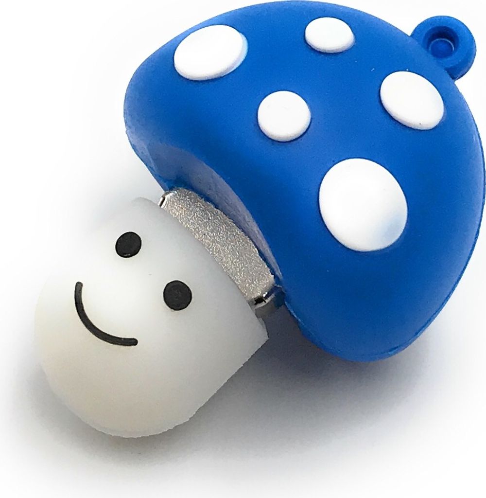 Onlineworld2013 Pilz Glücksbringer Fliegenpilz mit Gesicht blau Funny USB Stick 64 GB USB 3.0
