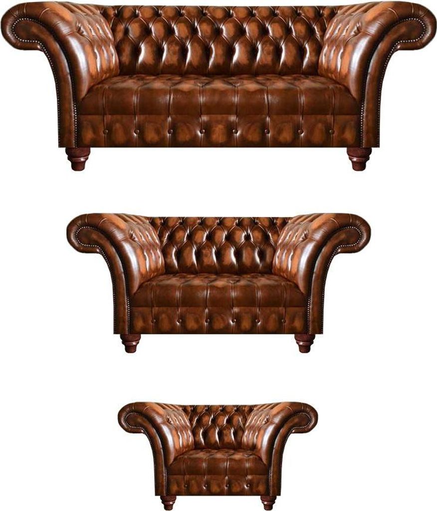 Hochwertige Chesterfield Garnitur Couchgarnitur 2x Sofas Polster Sessel