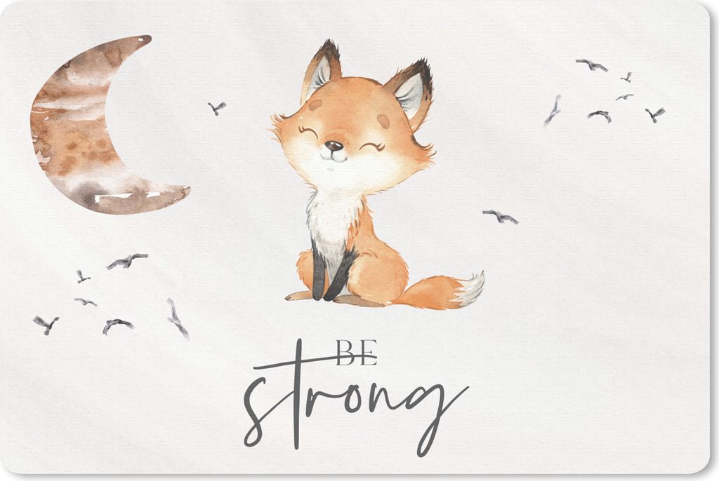 MuchoWow Mauspad Mousepad Zitate - Aquarell - Stark sein - Kinder - Fuchs - Tiere 27x18 cm - Mousepads - Maus Mat - Pad - Mausunterlage - Büroar...