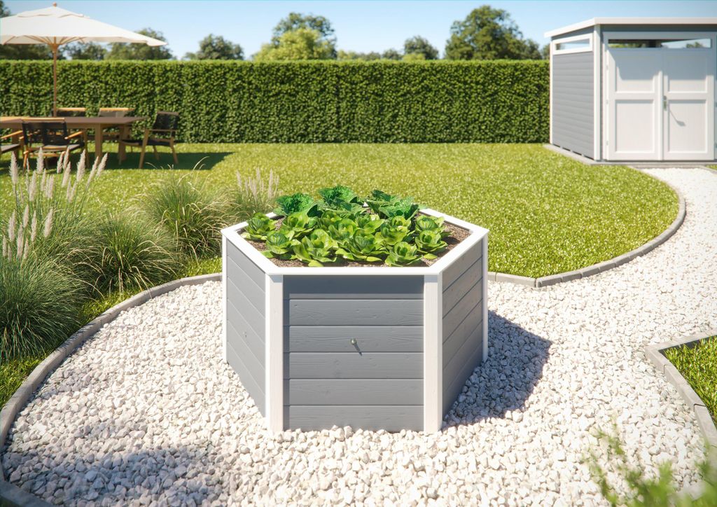 weka Elementhochbeet 6-Eck, 669, 21 mm - B x T x H - 143.00 x 143.00 x 69 - Carbongrau