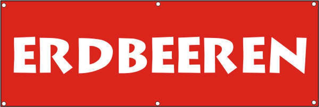 Werbeplane / Gerüstplane - p055 - Erdbeeren - NEU - 150x50 cm - für Baustelle, Garten, Zaun oder Veranstaltung