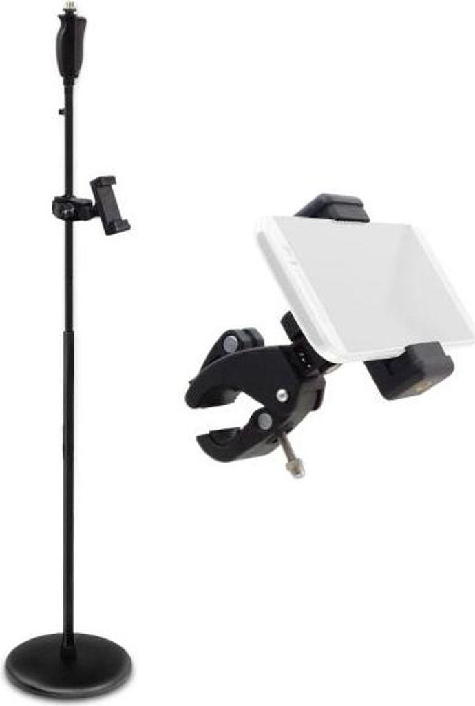 keepdrum Mikrofonständer MS124 Einhand-Stativ mit Smarthpone-Halter
