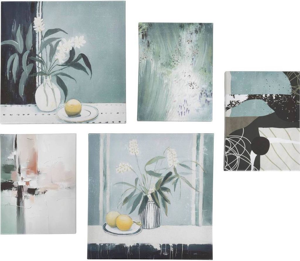 5er-pack bedruckte leinwand cynthia blau 15x20 25x25cm - Atmosphera créateur d'intérieur