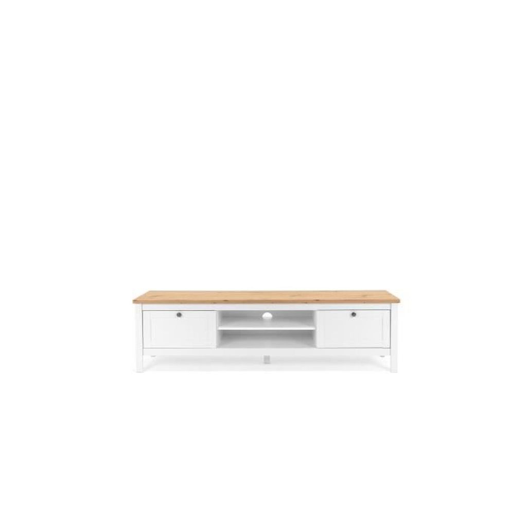 TV-Möbel Berge 160cm 2 Schubladen - weiß/Eiche Produktbild 