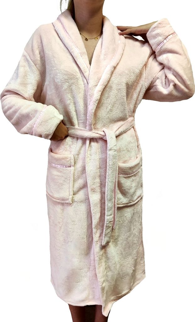 Damen Bademäntel - Reise-Saunamantel Flauschiger Sauna-Bademantel, rosa, L/XL