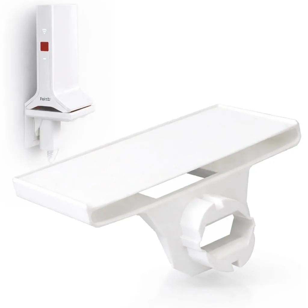 Support mural blanc 14x9cm avec gestion de câbles pour Fritz!Box Mesh