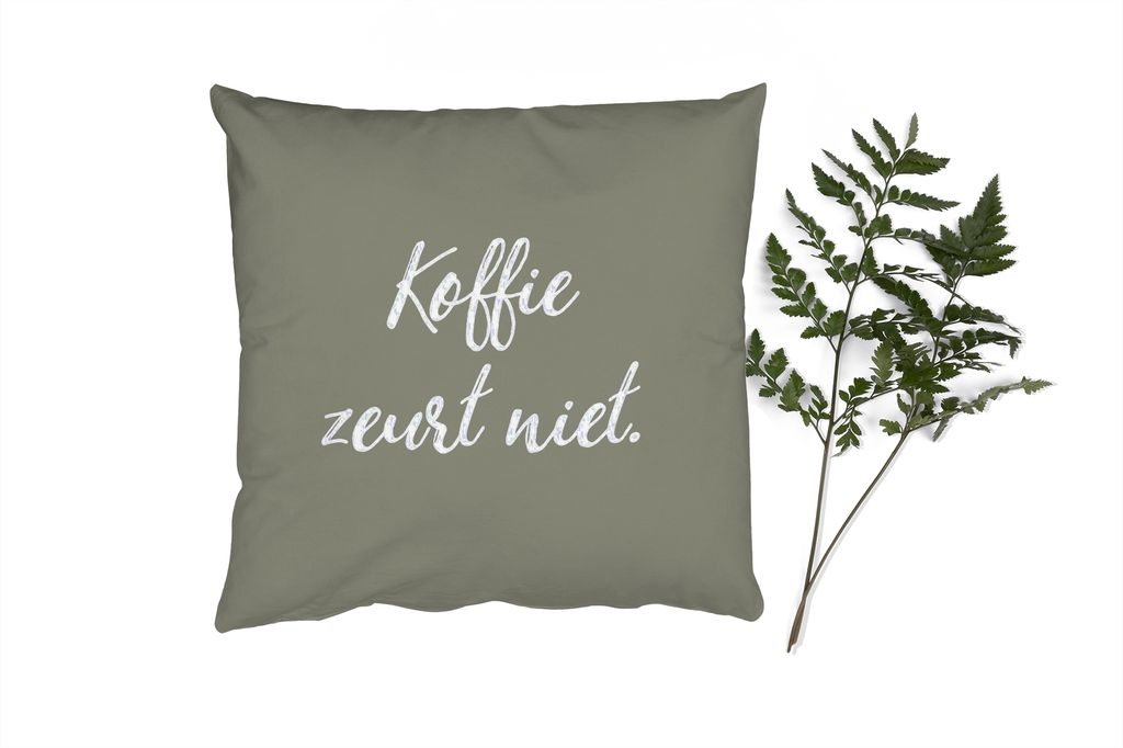 MuchoWow Zierkissen Sofakissen Wohnzimmer Dekokissen 40x40 cm Kaffee - Humor - Sprichwörter - Kaffee nörgelt nicht - Zitate - Foto Kissen - Sch...