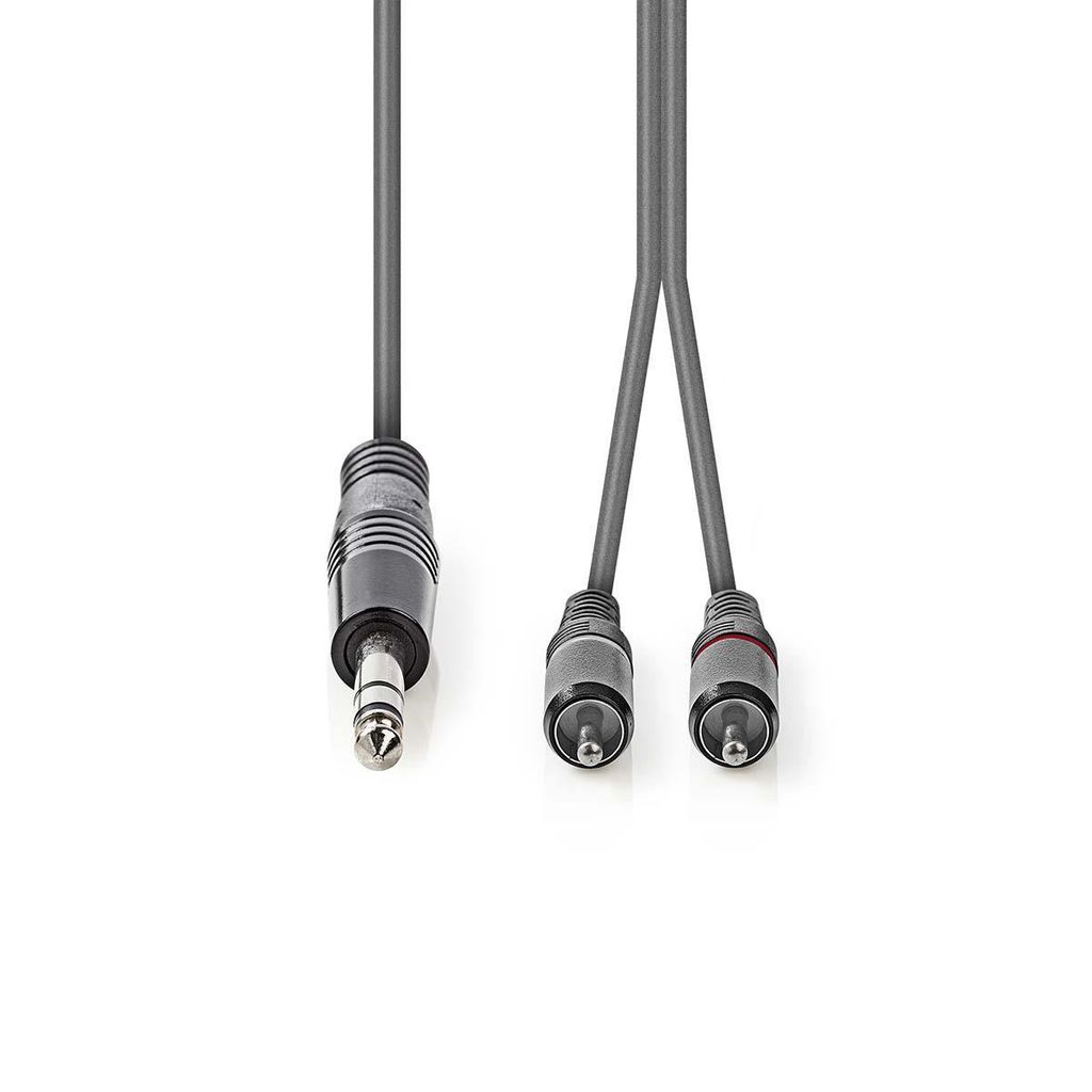 Nedis Stereo-Audiokabel - 6.35 mm Stecker - 2x RCA Stecker - Vernickelt - 1.50 m - Rund - Dunkelgrau - Kartonhülle
