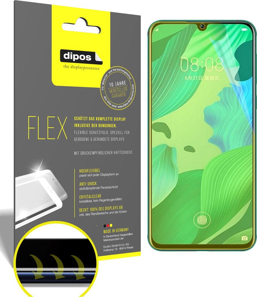 3x Schutzfolie für Huawei nova 5 Pro Folie, 100% Displayabdeckung, dipos Flex