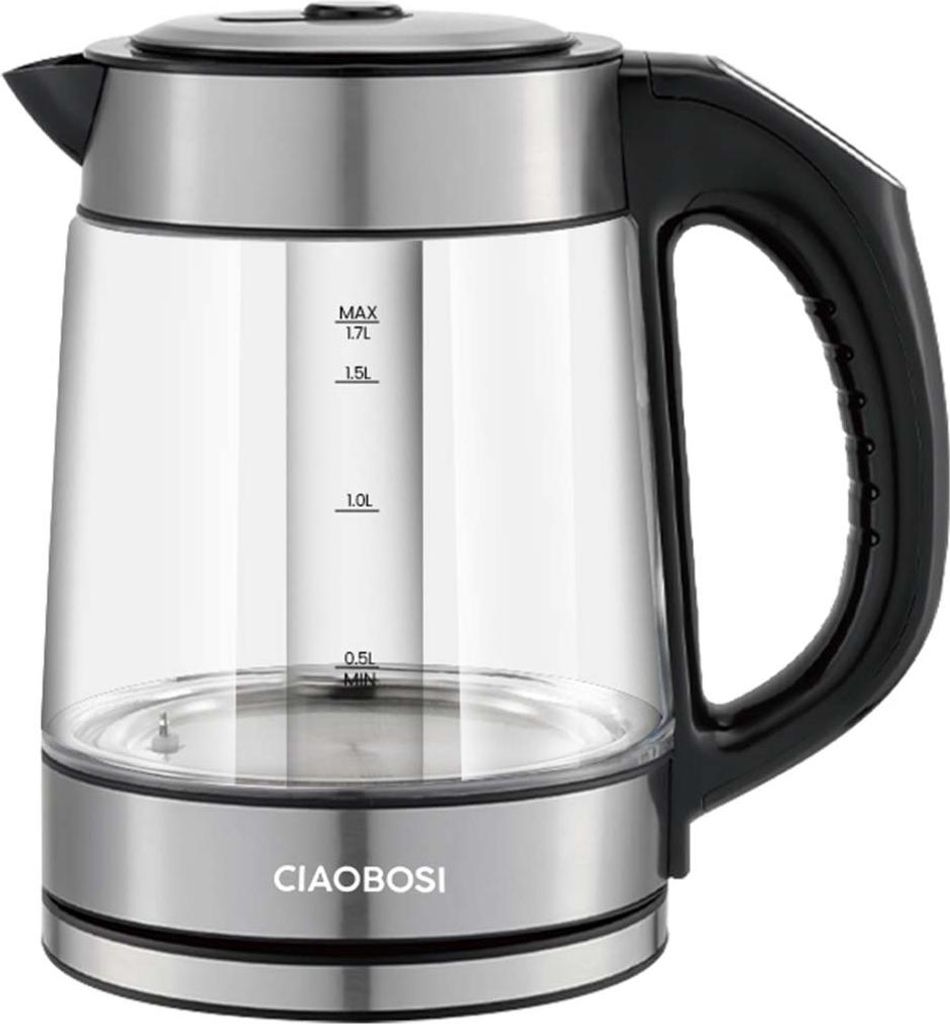 Avizar, Glas-Wasserkocher 1,7L 2000W mit Temperaturregelung, Transparent