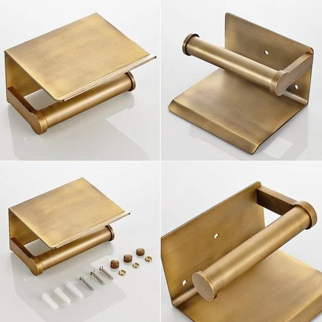 Support papier toilette bronze doré pour salle de bain sans percer le mur
