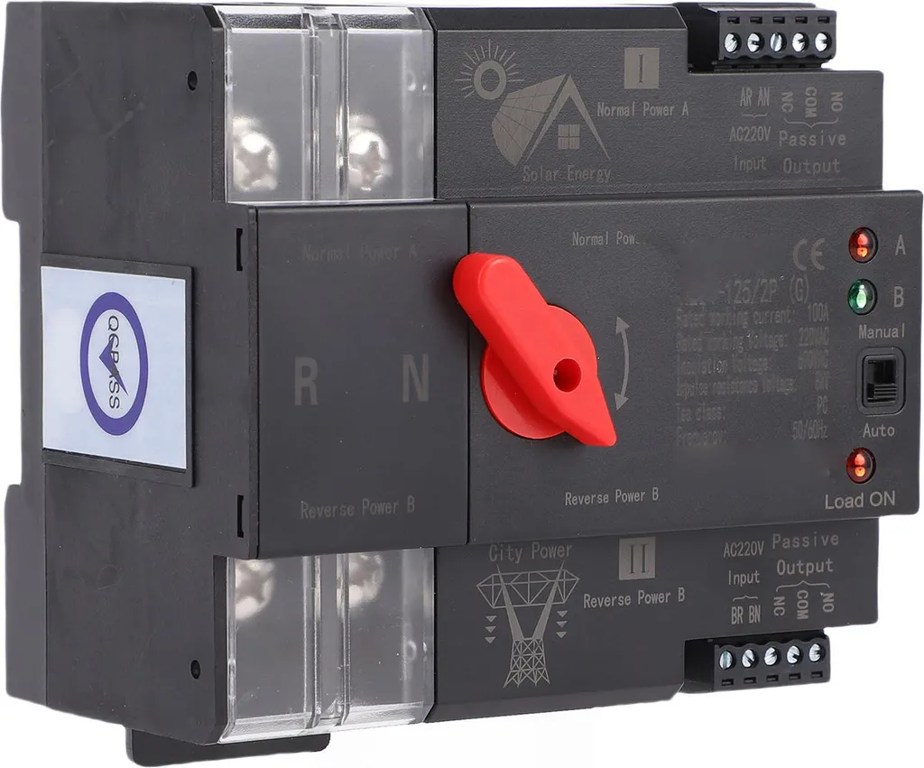 Inverseur de source automatique 2P 100A pour installation solaire PV