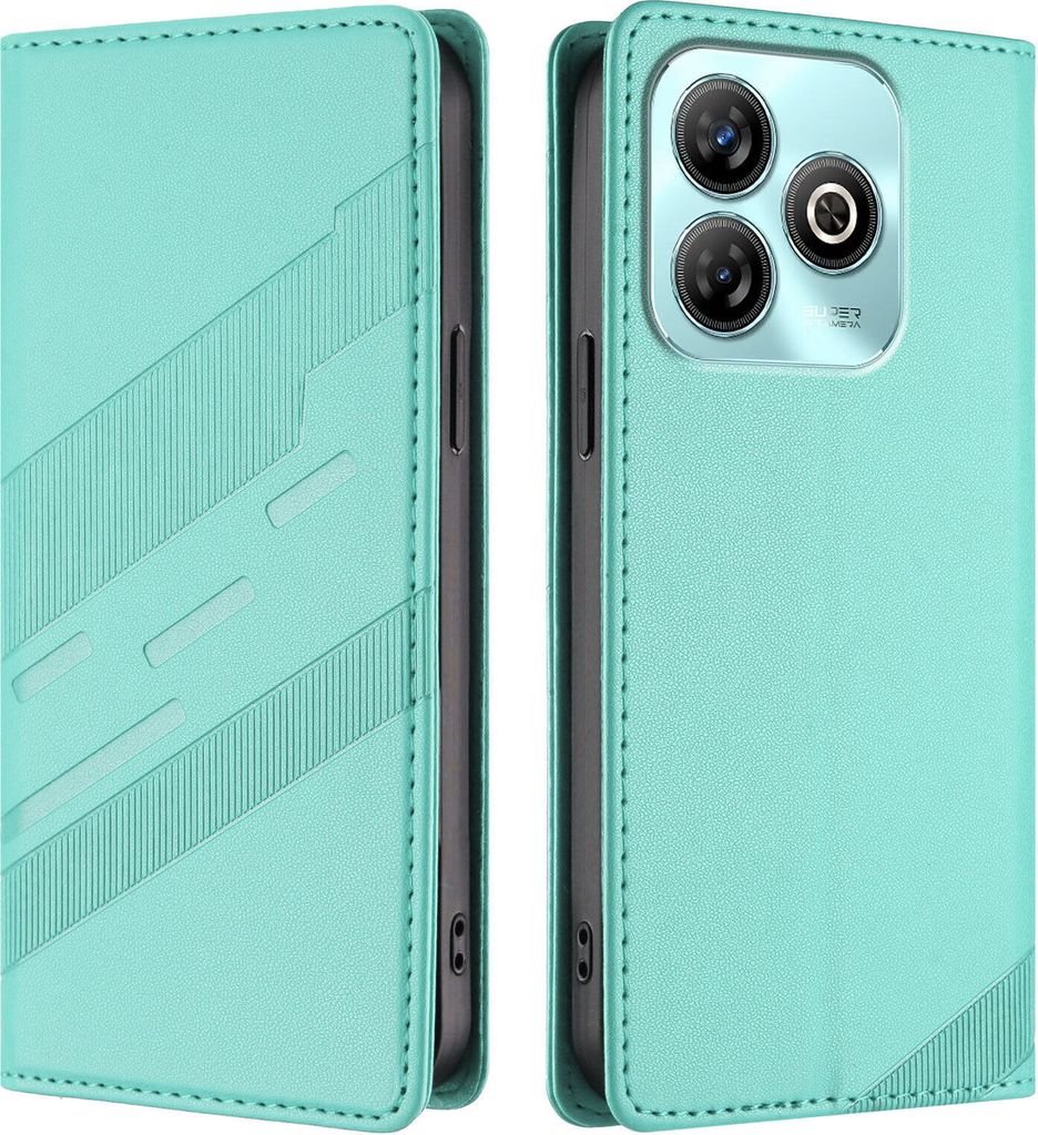 Hülle für ZTE Blade A75 4G, Kunstleder Brieftaschen Handyhülle mit Kartenfach und Standfunktion Türkis