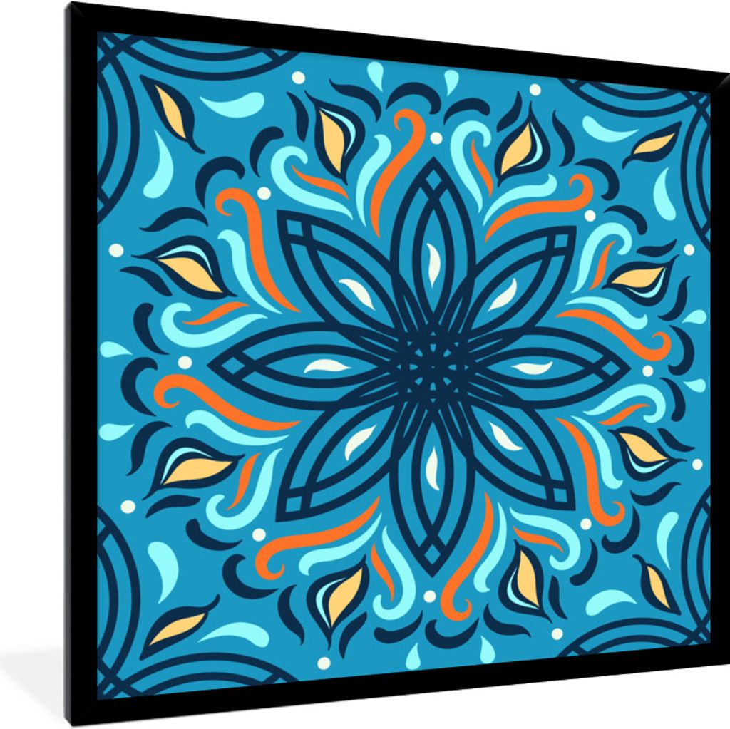 MuchoWow Gerahmtes Poster Blume - Quadrat - Muster 40x40 cm - Poster mit Schwarzem Bilderrahmen Wandposter Rahmen Foto Bilder - Mit Rahmen - Wand...