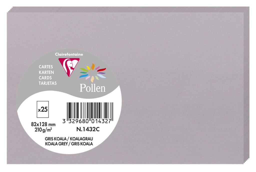 Pollen by Clairefontaine Karte 82 x 128 mm koalagrau 210 g/qm 25 Karten